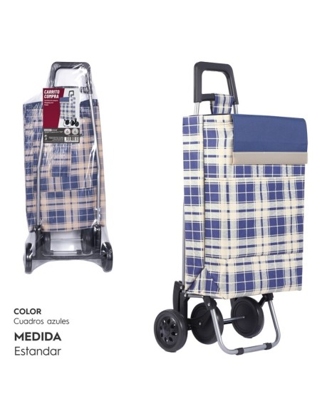 CARRO COMPRA 4 RUEDAS CUADRADOS AZUL