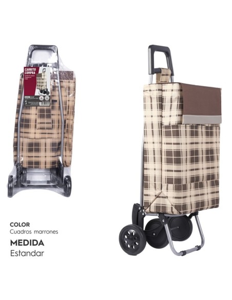 CARRO COMPRA 4 RUEDAS CUADRADOS MARRON