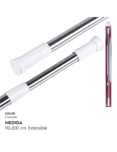 BARRA CORTINA 110-200CM EXTENSIBLE ALUMINIO