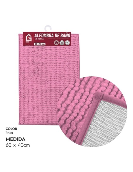 ALFOMBRA CHENILLA BAÑO 60X40 ROSA
