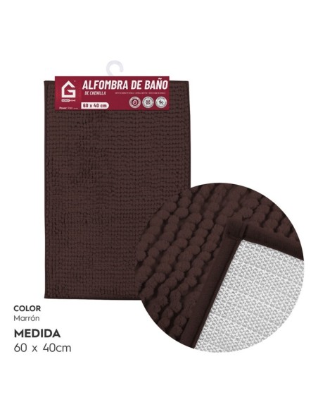 ALFOMBRA CHENILLA BAÑO 60X40 MARRON