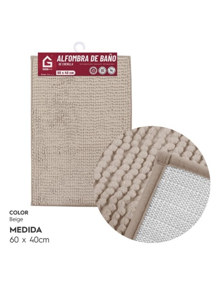 ALFOMBRA CHENILLA BAÑO 60X40 BEIGE