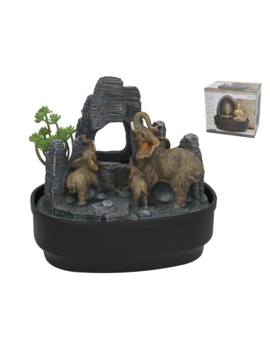FUENTE ELEFANTES ONKAR LED 27,5X19X25 CM
