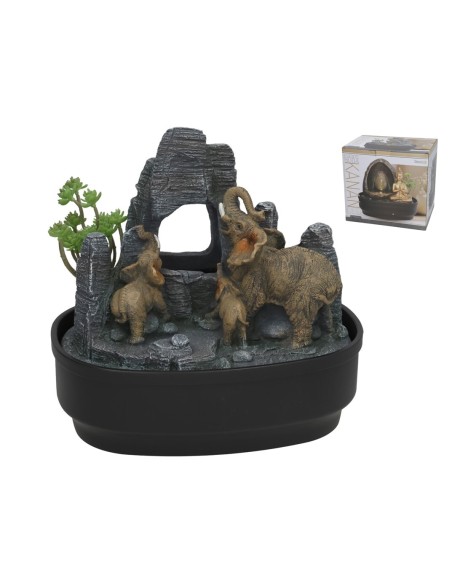 FUENTE ELEFANTES ONKAR LED 27,5X19X25 CM