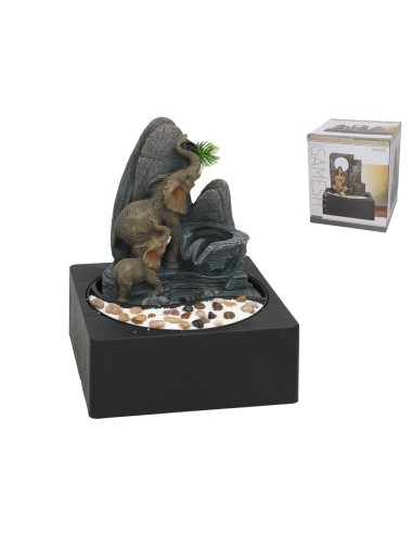 FUENTE ELEFANTES FARAS LED 23X23X27 CM