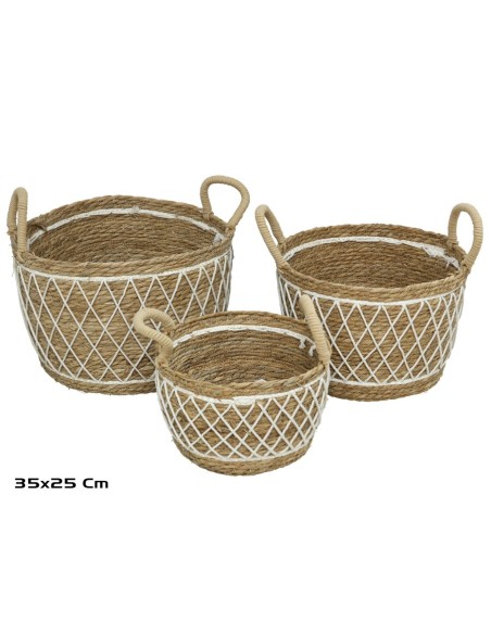 SET 3 CESTOS CON ASAS HEBE 35X25CM