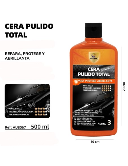CERA RAPIDA PARA COCHE BRILLO Y PROTECCION 500ML