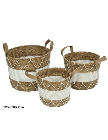 SET 3 CESTOS CON ASAS URANO 35X36CM