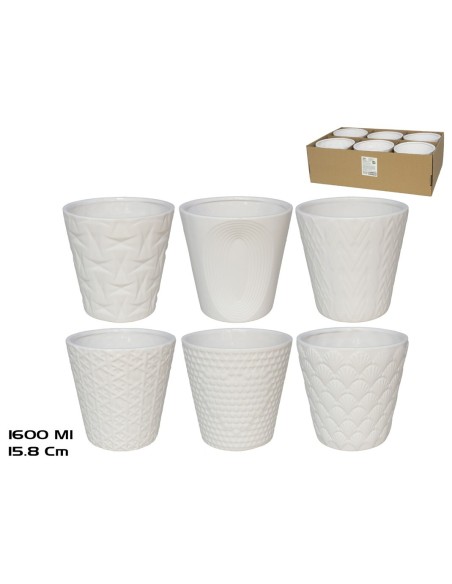 MACETERO CERAMICA 1600ML 15,8X15,8X15,2CM 6STD BLA