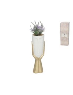 FLORERO C/PLANTA MISHKA 8X7X32 CM RESINA