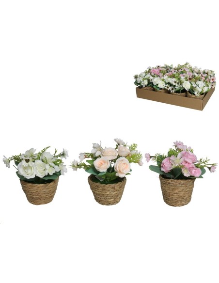 MACETA ALGAS CON ROSAS-MARGARITAS 17 CM