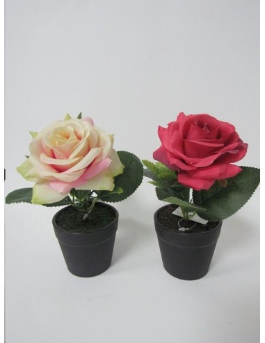 ROSA ARTIFICIAL EN MACETA 16 CM