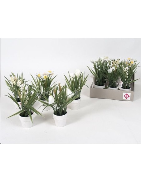 MACETA FLORES BLANCAS 20 CM - 6 SURT