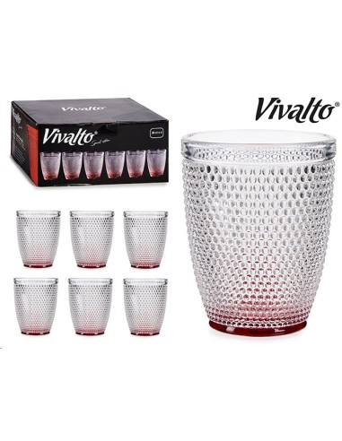 VASO CRISTAL PUNTOS AGUA 30CL ROJO 1 UNID