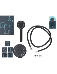 SET DUCHA NEGRO MATE 5 FUNCIONES 9X22,5CM
