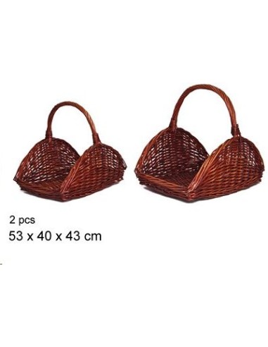 2 CESTAS MIMBRE CAOBA PARA LEÑA 53x40x43