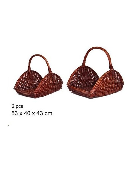 2 CESTAS MIMBRE CAOBA PARA LEÑA 53x40x43