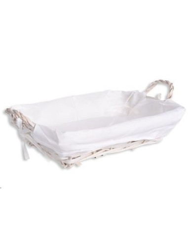 PANERA RECTANGULAR ASAS COLOR BLANCO CON FORRO 26X20X8CM