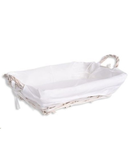 PANERA RECTANGULAR ASAS COLOR BLANCO CON FORRO 26X20X8CM