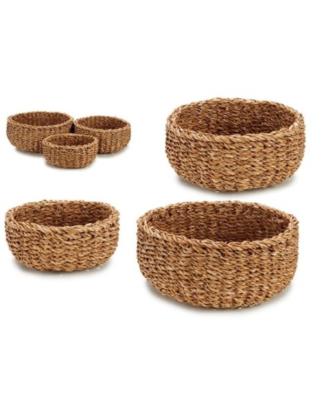 JUEGO 3 CESTOS REDONDOS ESPARTO 30X30X15.5cm