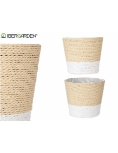 MACETERO CUERDA 12,5X12CM BLANCO NATURAL