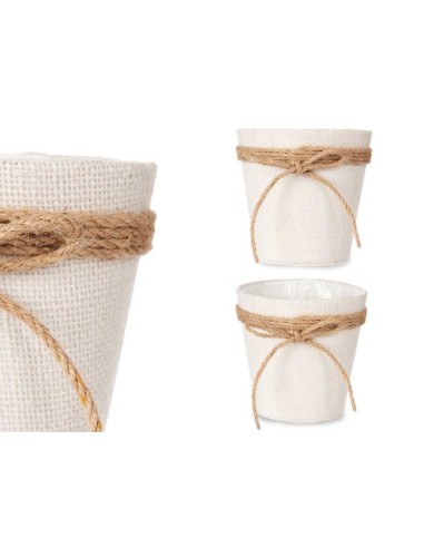 MACETERO TELA CON LAZO 15X14CM BLANCO