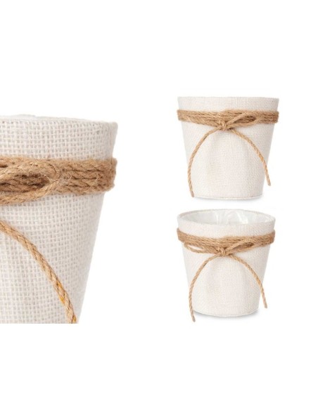 MACETERO TELA CON LAZO 15X14CM BLANCO