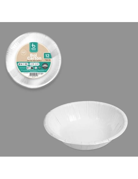 S/12 BOL 17CM CARTON BLANCO BIODEGRADABLE