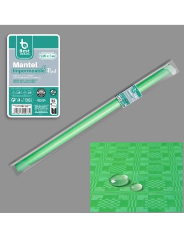 ROLLO MANTEL PLASTIFICADO VERDE KIWI 5 X 1,20 M MANTEL PLAST