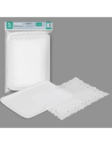 BANDEJA. RECTANGULAR + BLONDA BLANCA 25 X 34 CM