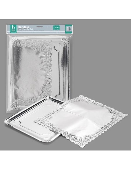 BANDEJA 31X38CM RECTANGULAR + BLONDA PLATA