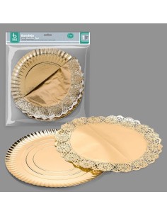 BANDEJA 30CM REDONDA + BLONDA ORO