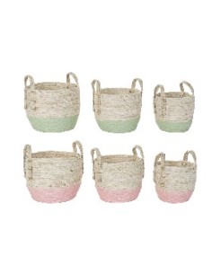 CESTA SET 3 FIBRA MAIZ 30X30X32 2 SURT.