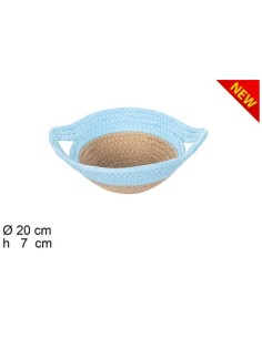CESTA CUERDA PAPEL NATURAL/TURQUESA CON