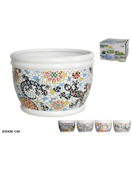 MACETERO BOWL MOSAICO ESPAÑOL 22,5X15,5CM 4STD