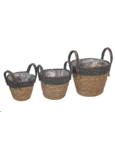 SET 3 CESTAS NEGRO/NATURAL 22,5x19/26,5cm / 19x15/21cm /