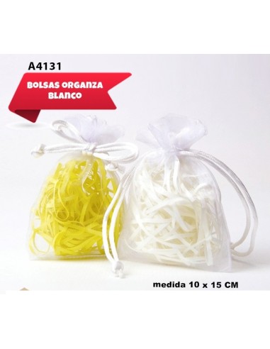 BOLSA DE ORGANZA 10X 15 CM BLANCO 4UD