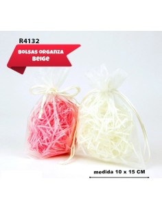 BOLSA DE ORGANZA 10 X15CM BEIGE 4UD