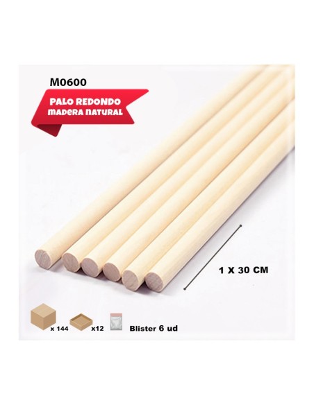 PALO REDONDO MADERA 10MMX30CM