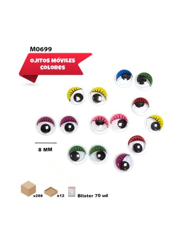 OJITOS MOVILES DE COLORES 8MM