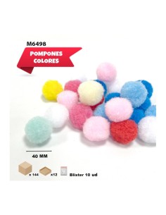 POMPONES DE COLORES 40MM 10UD