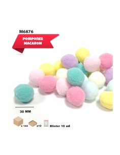 POMPONES MACARRON 30MM 10UDS