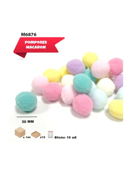 POMPONES MACARRON 30MM 10UDS