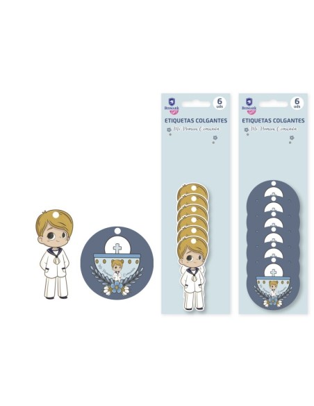 PRIMERA COMUNION ETIQUETAS COLGANTES NINOS 6UN