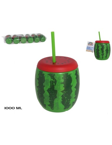 VASO CÓCTEL SANDÍA CON PAJITA 1000ML
