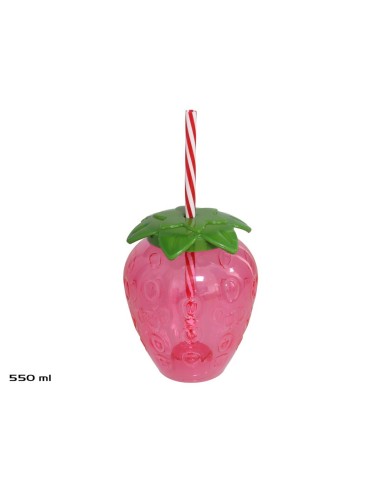 VASO CÓCTEL FRESA CON PAJITA 550ML