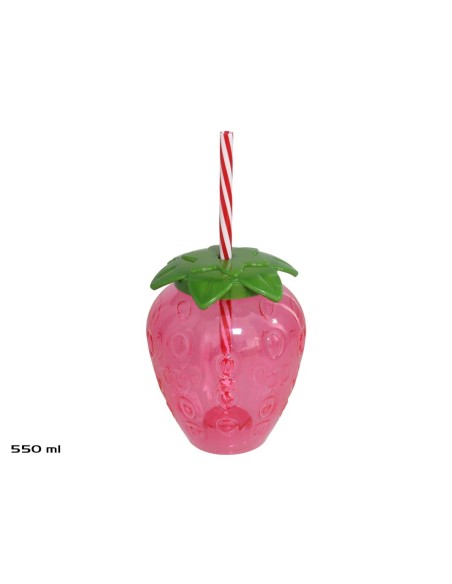 VASO CÓCTEL FRESA CON PAJITA 550ML