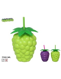 VASO COCTEL UVA 700ML C/PAJITA 2 SURTIDOS