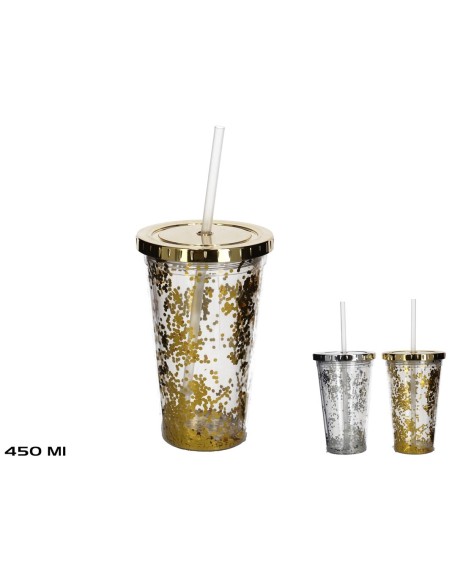 VASO C/ PAJITA LILY 2 COL SRT 450 ML