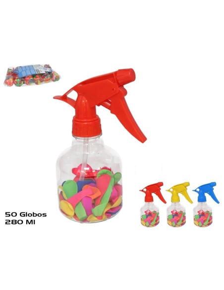 BOTELLA CON HINCHADOR 280ML 50 GLOBOS DE AGUA